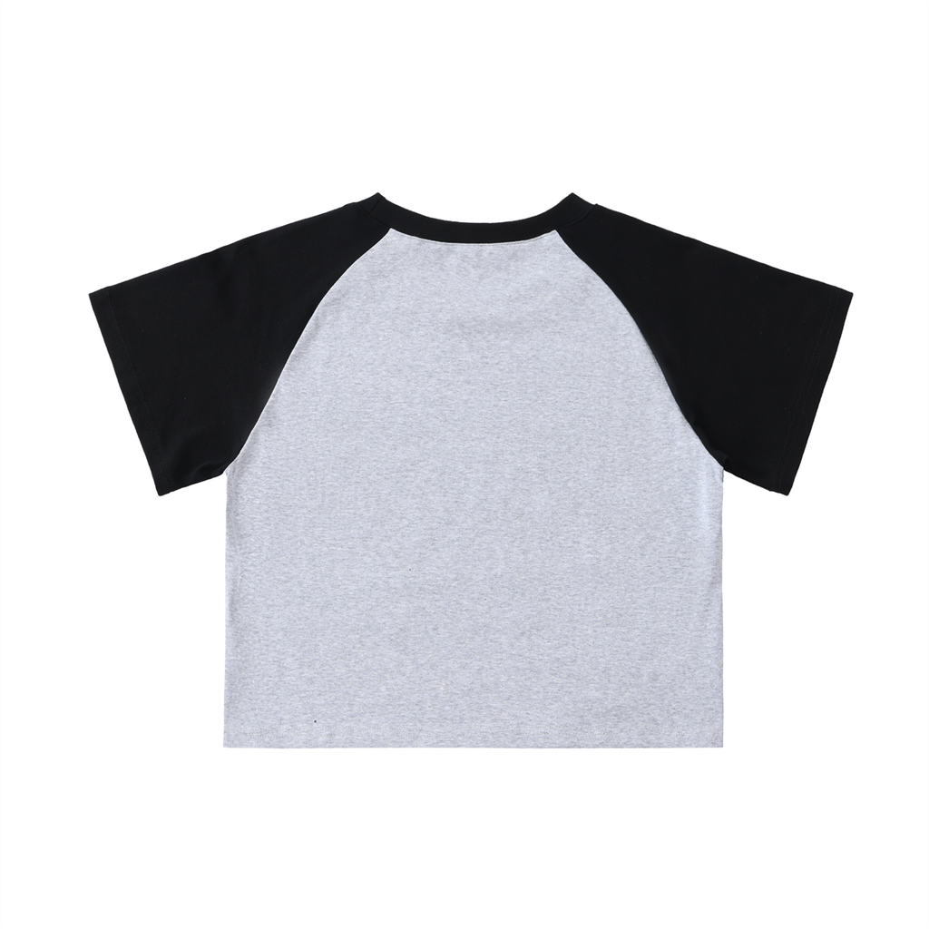 King Kitty Logo - Color-Blocked Raglan Sleeve Crop Top