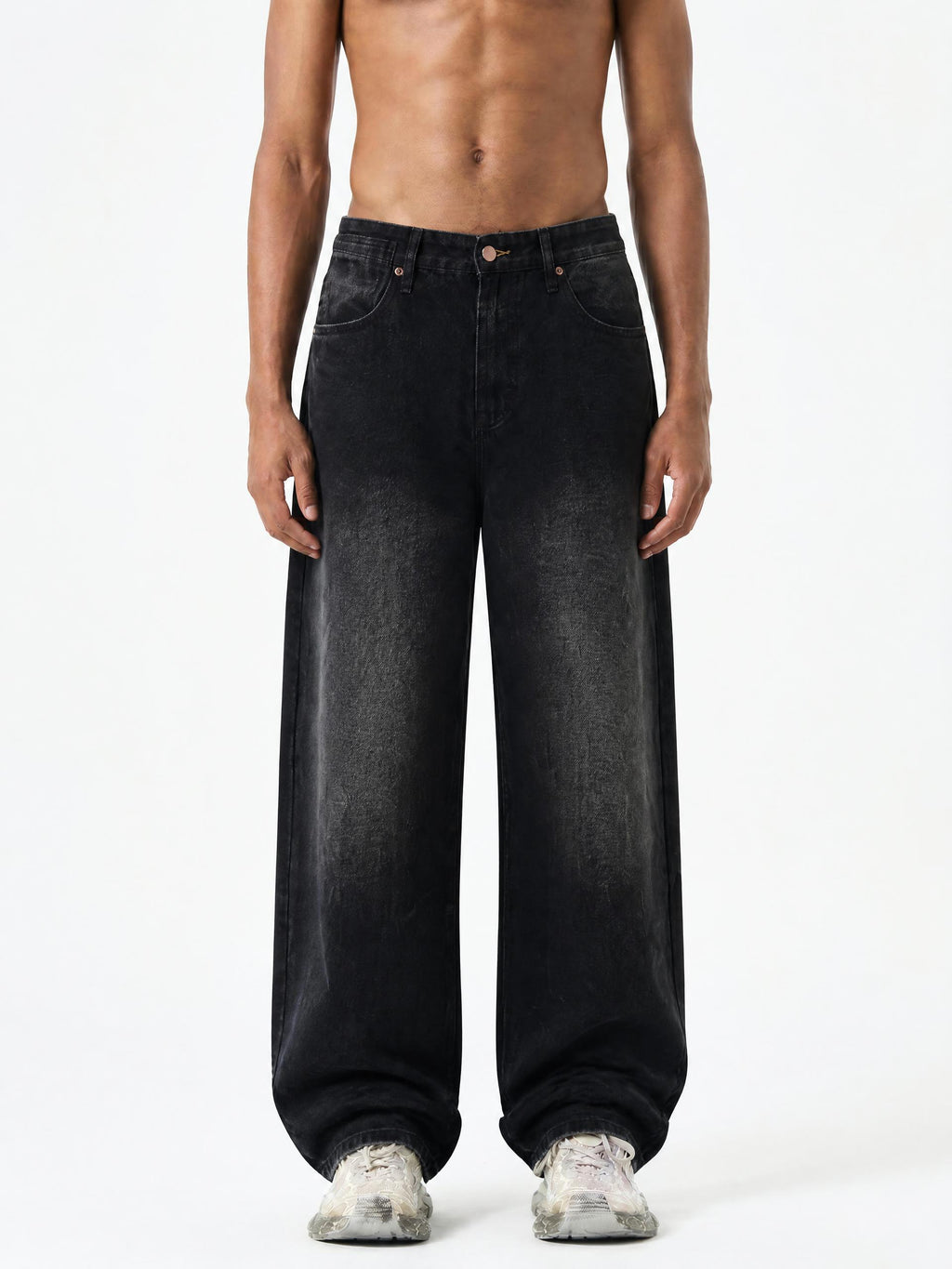 MB0032 - Men's Vintage Wash Wide Leg Jeans