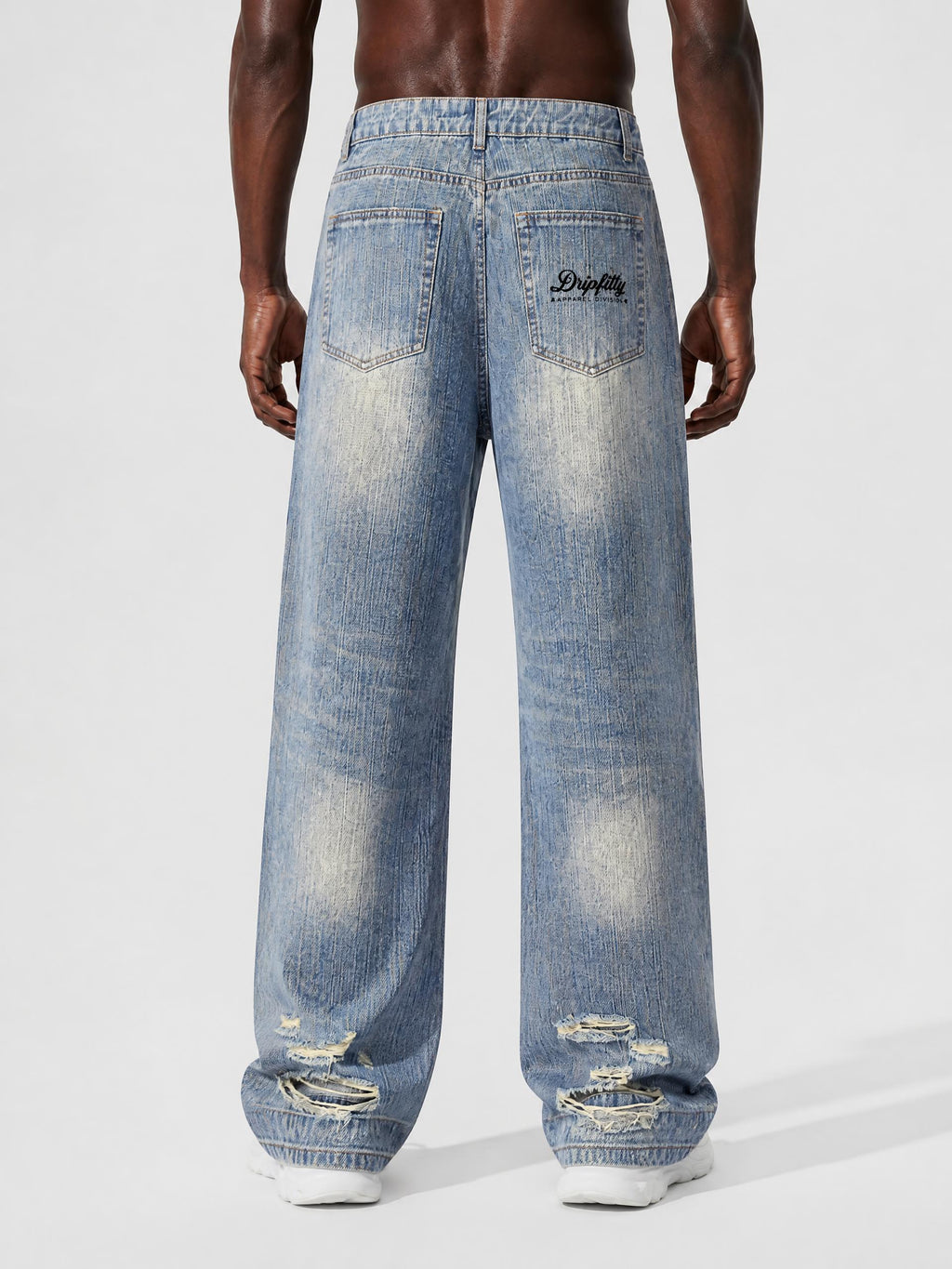 RK0051 - Vintage Wash Distressed Denim Jeans