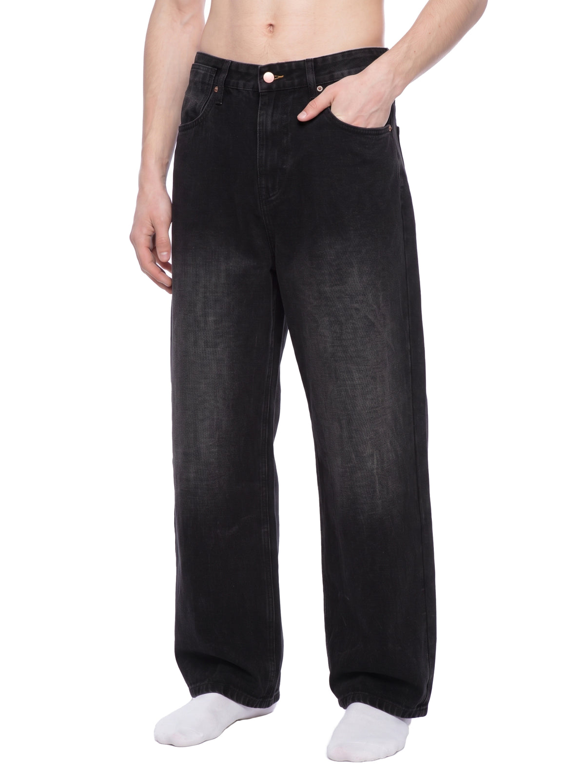 MB0032 - Men's Vintage Wash Wide Leg Jeans