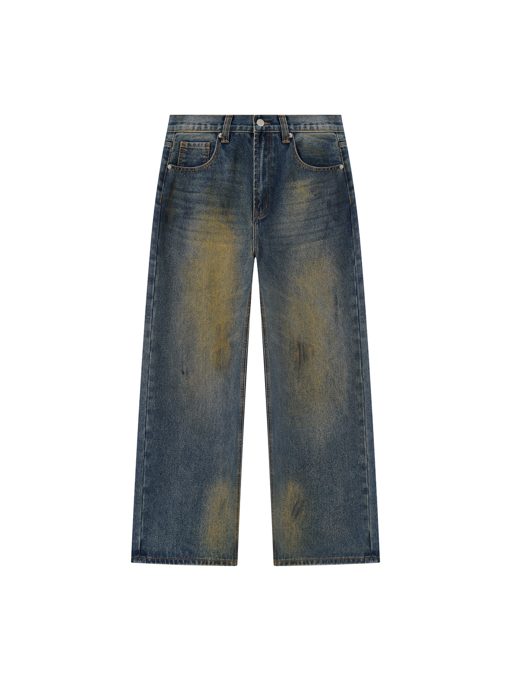 MB0034 - Men's Vintage Wash Wide Leg Denim Jeans