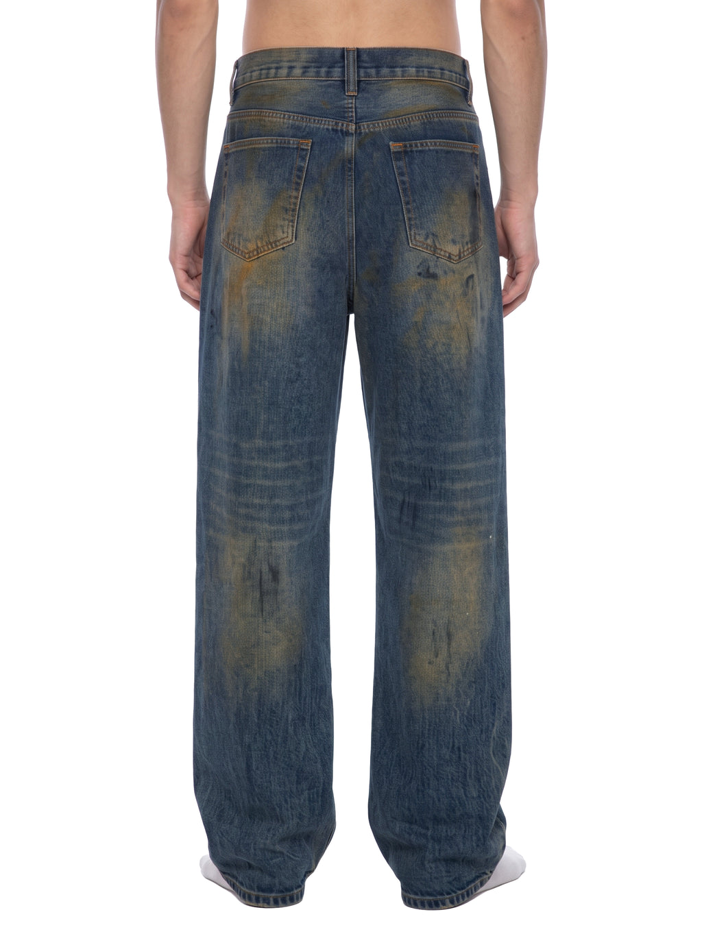 MB0034 - Men's Vintage Wash Wide Leg Denim Jeans