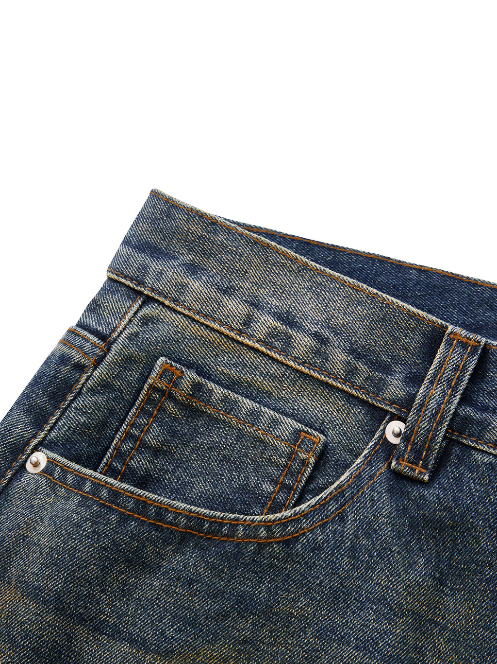 MB0034 - Men's Vintage Wash Wide Leg Denim Jeans