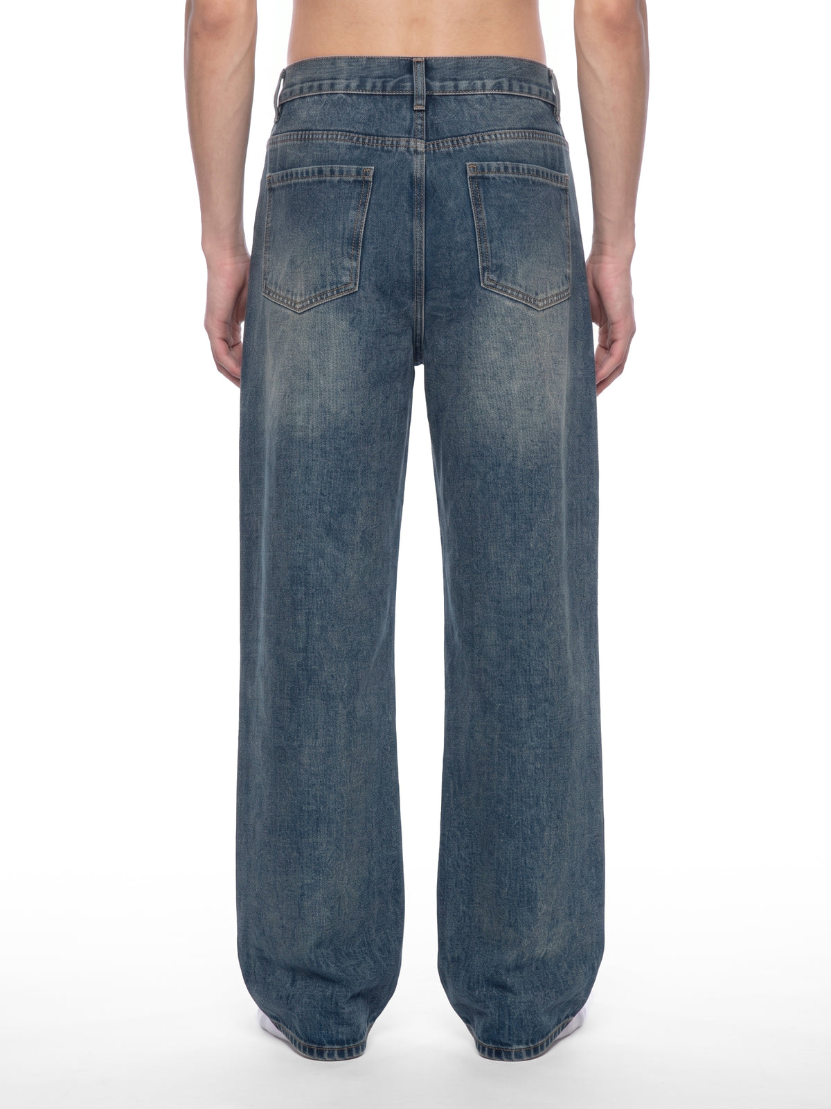 MB0037 - Men’s Vintage Wash Straight Leg Denim Jeans